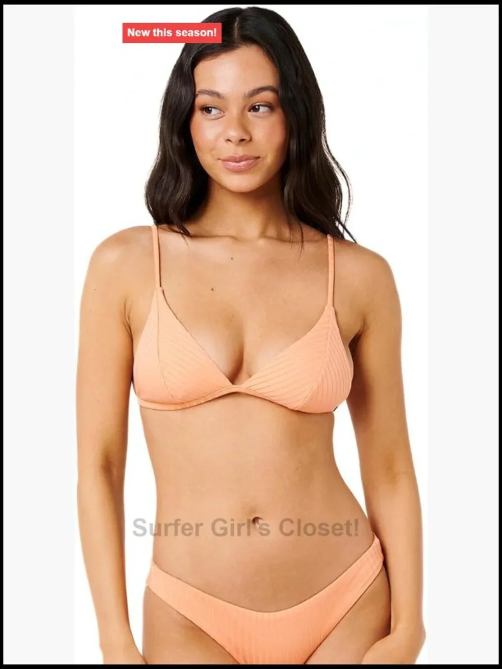 Premium Surf Banded Fixed Tri Bikini Top Recycled Polyester Wide Rib